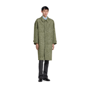 bonded poplin coat with bouclé print